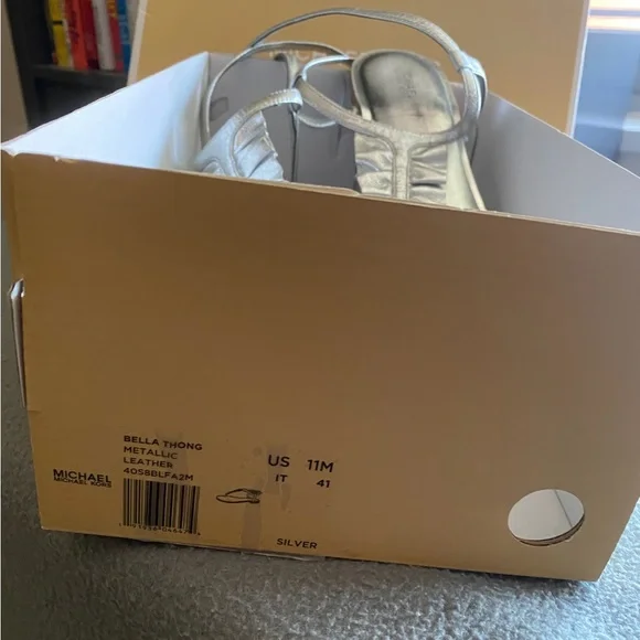 Michael Kors Silver Ruffle Detail Sandal - Picture 2 of 7